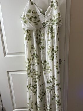 Abercrombie & Fitch Cream Dress with Green Floral Print